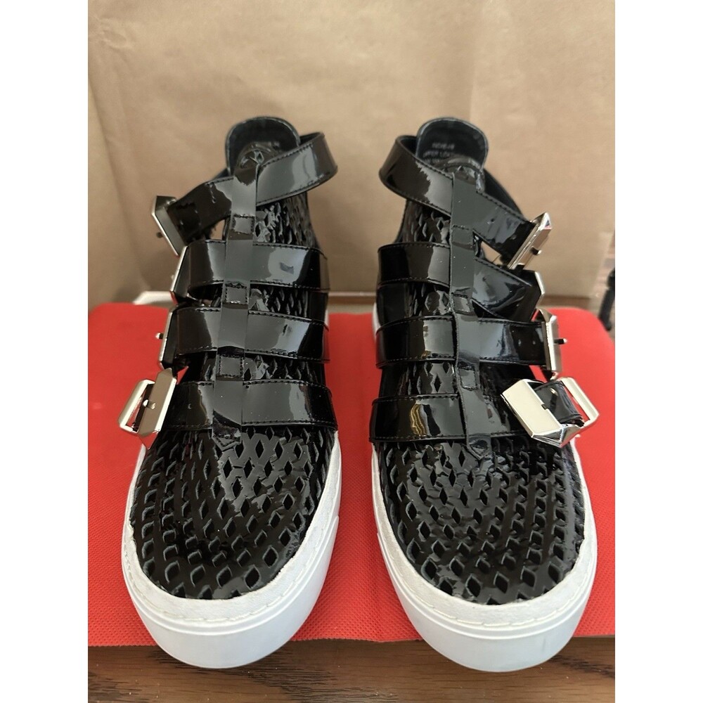 jeffrey campbell Indie Hi Patent Leather  Buckle Sneakers Size 8.5